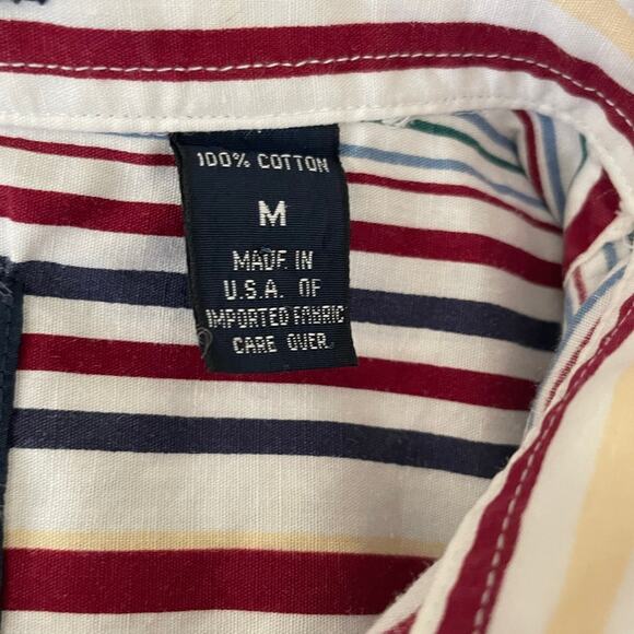 VTG Salty Dog Mens Shirt M USA Made Imperial Poplin Striped 90s‎ Preppy Coastal - Picture 8 of 11